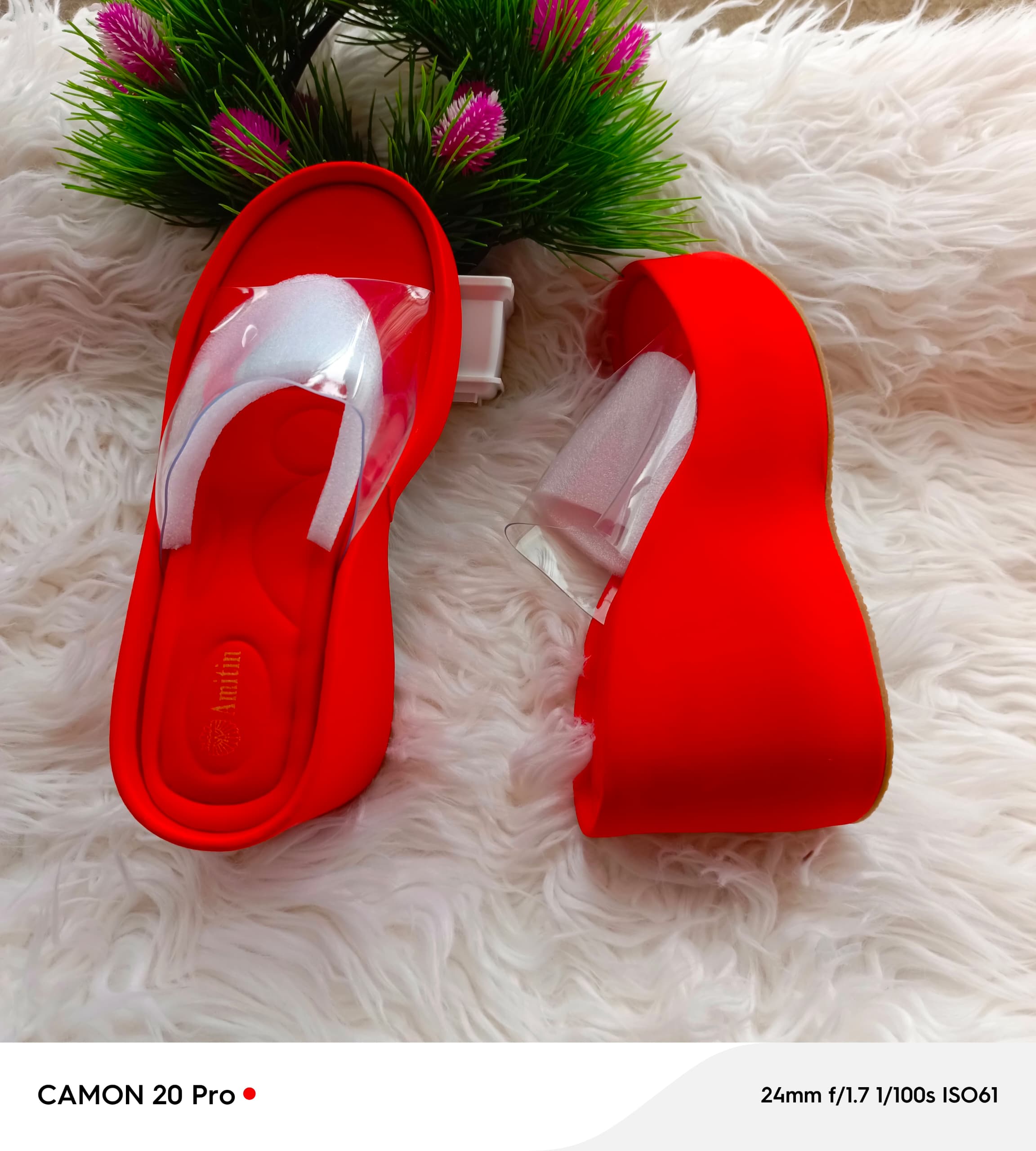 Sandales élégantes en cuir avec bande transparente